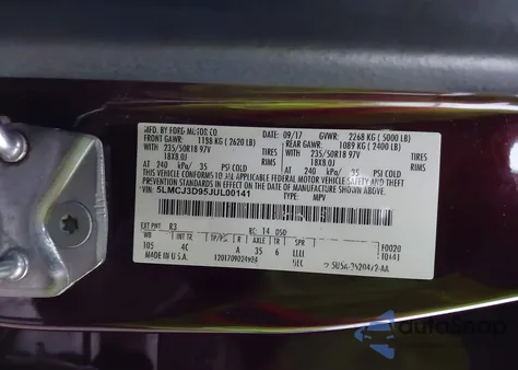 2018 Lincoln Mkc Reserve из США, поврежденный, VIN 5LMCJ3D95JUL00141